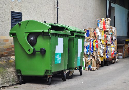 Commercial waste management trucks in Stratford